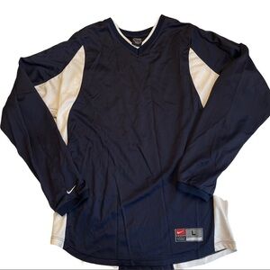 NIKE Men’s Lightweight Jersey Size Large Navy White Long Sleeved V-Neck